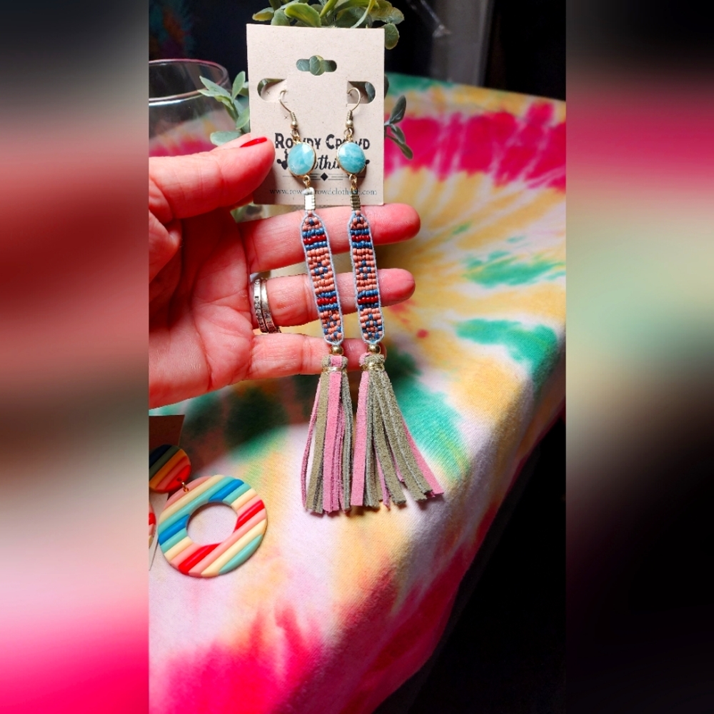 Leather fringe earrings